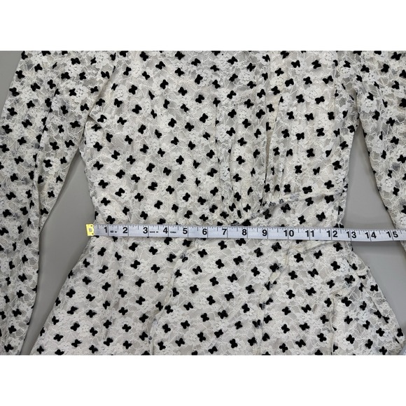 Free People Sheer Delight Lace Boho Minidress Womens Medium Off White Velvet Bow - Picture 9 of 16